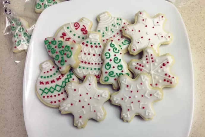 Red and Green Glazed Cookies