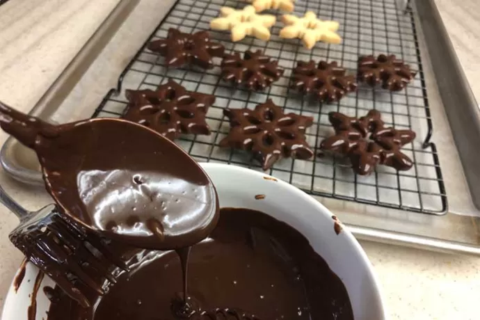 Chocolate-dipped Snowflakes