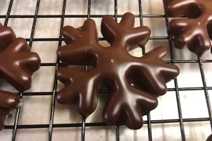 Chocolate-dipped Snowflakes